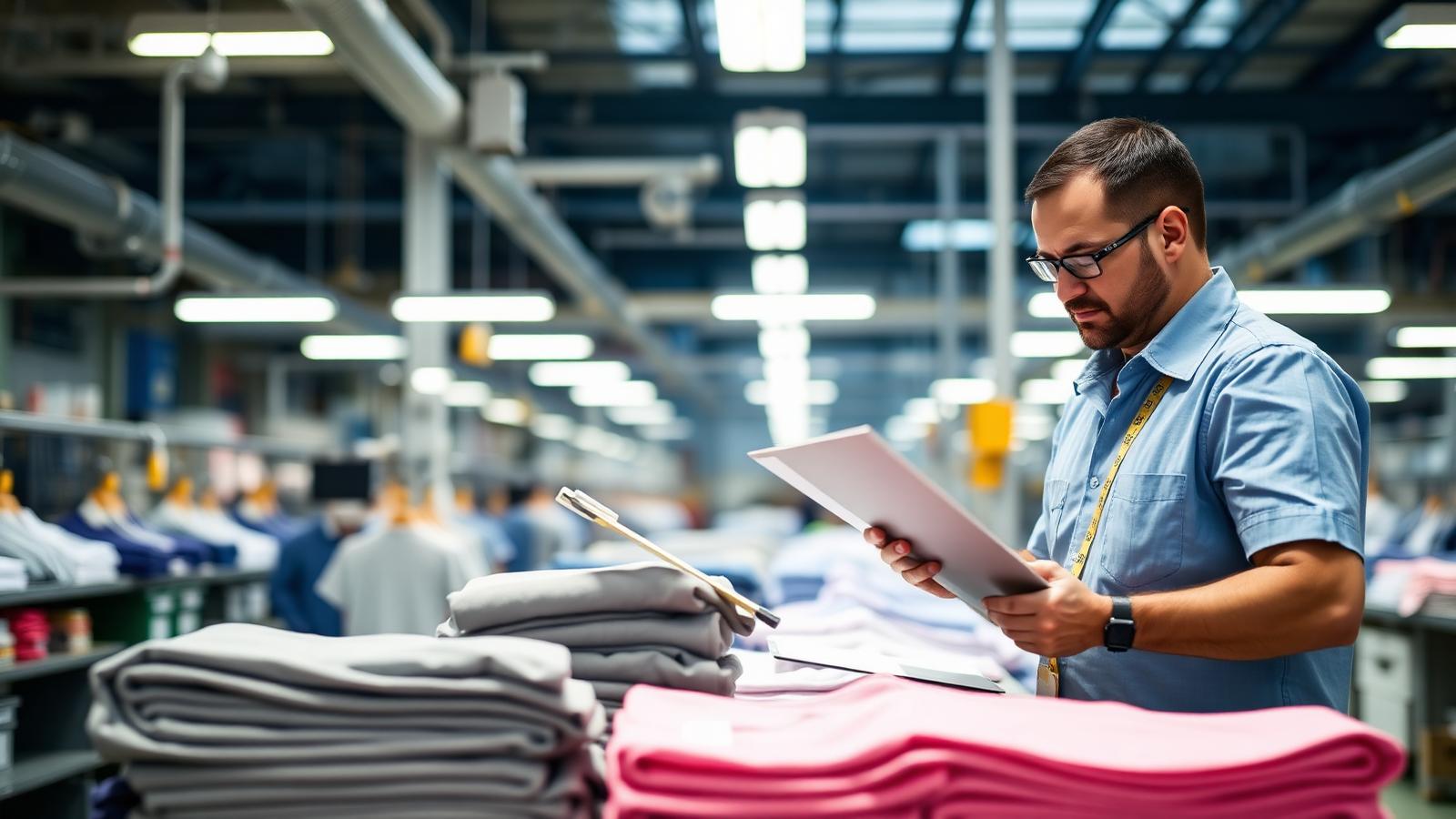Quality control inspection on factory floor