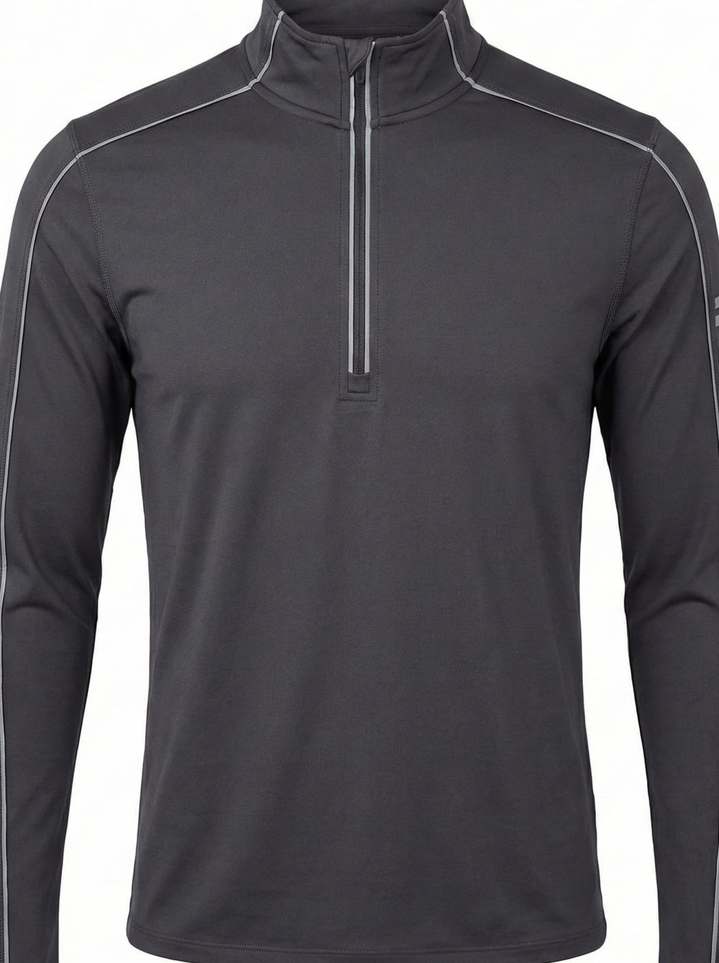 Grey performance quarter-zip with reflective stitching