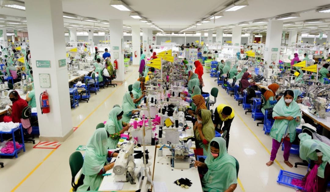 Sewing lines running inside a Bangladeshi garment factory
