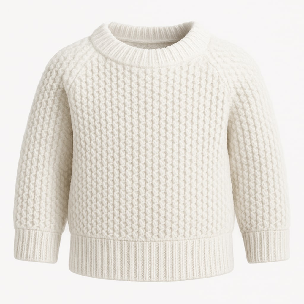 Cream fisherman-rib children’s sweater