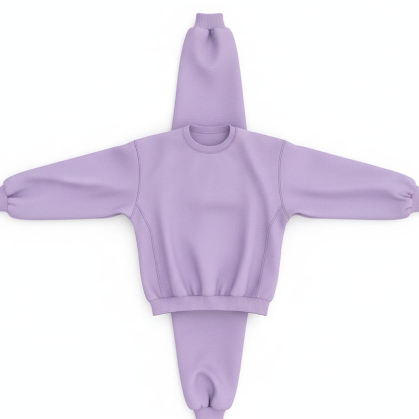 Lilac sweatshirt and jogger set folded flat