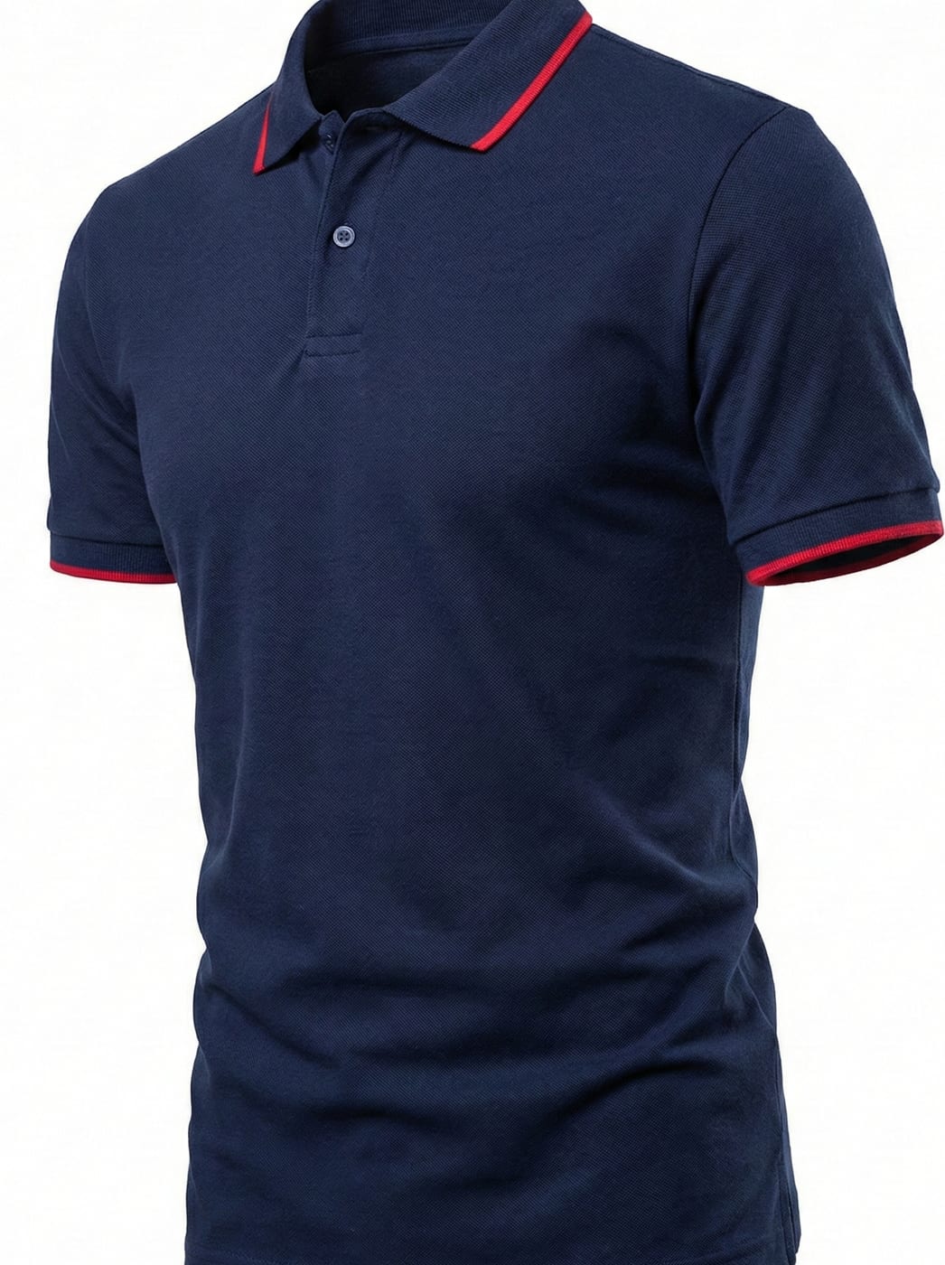 Navy performance polo with contrast tipping