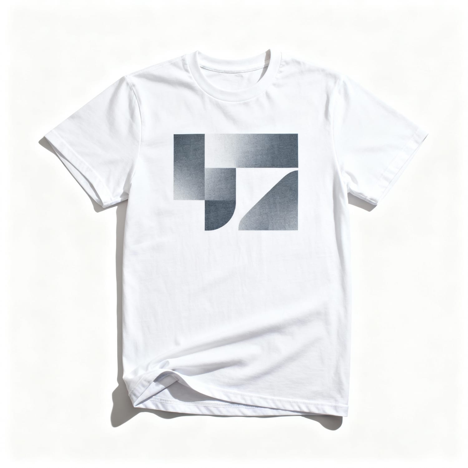 Geometric screen print on a white tee