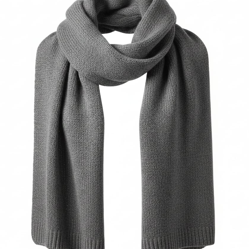 Grey knitted scarf for winter merchandise ranges