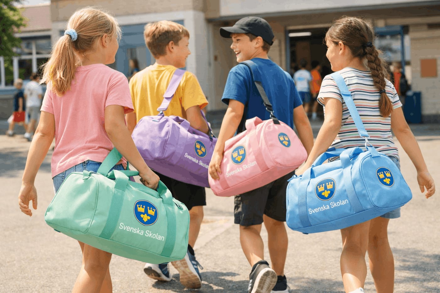 School team duffel bag with embroidered mascot