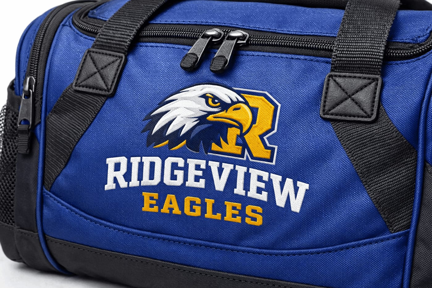 Pupils with school-branded kit bags