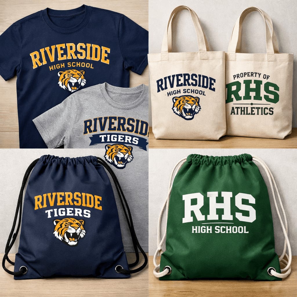 School uniform and merchandise range in school colours