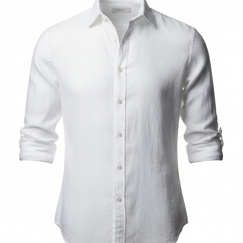 White linen shirt with rolled sleeves