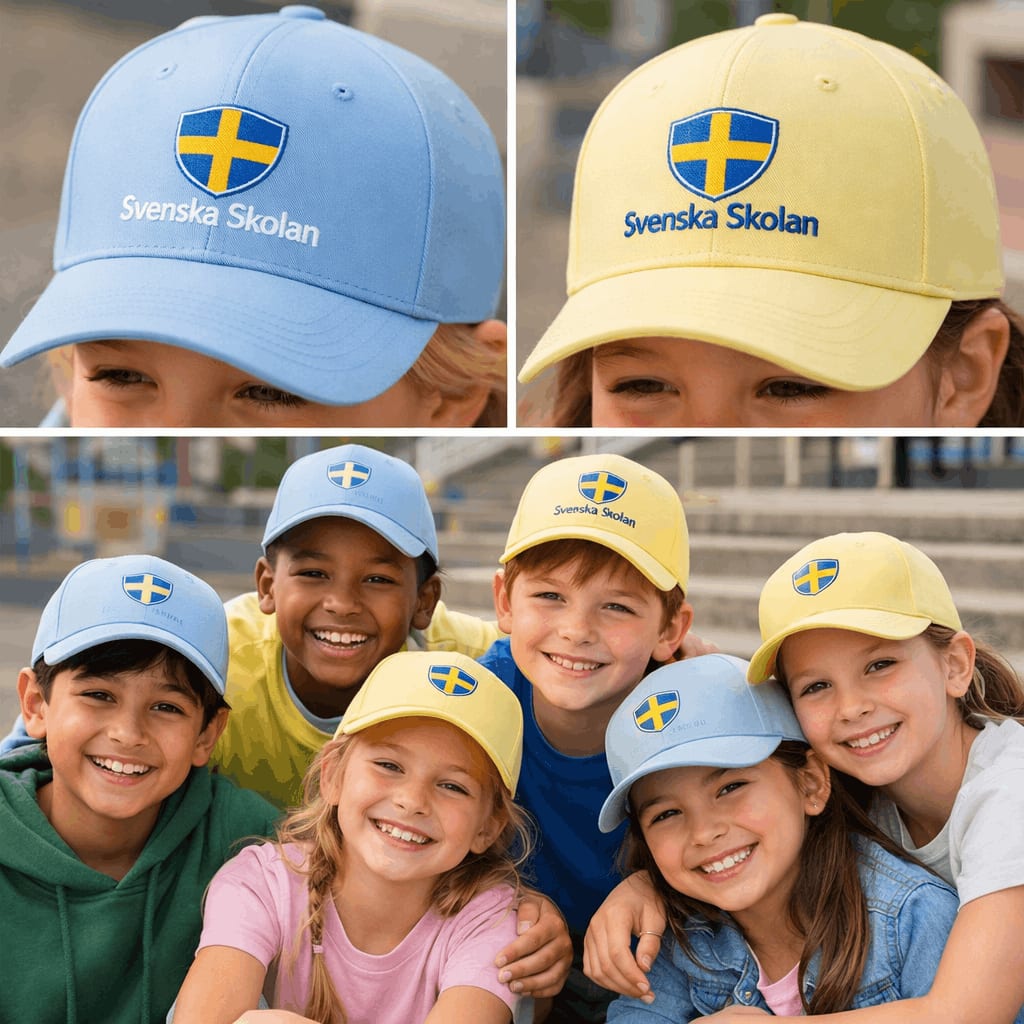 Children’s caps in a branded colourway