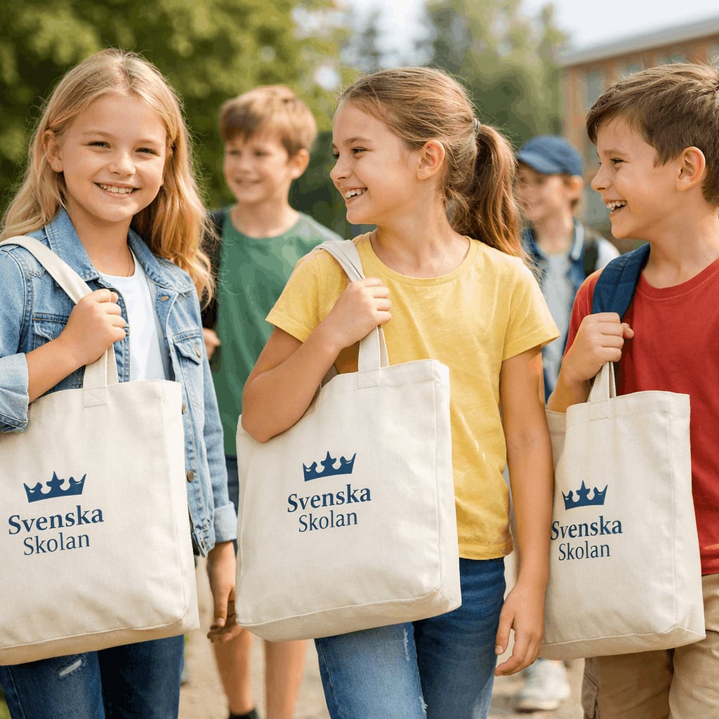 Children’s tote bags in a branded colourway