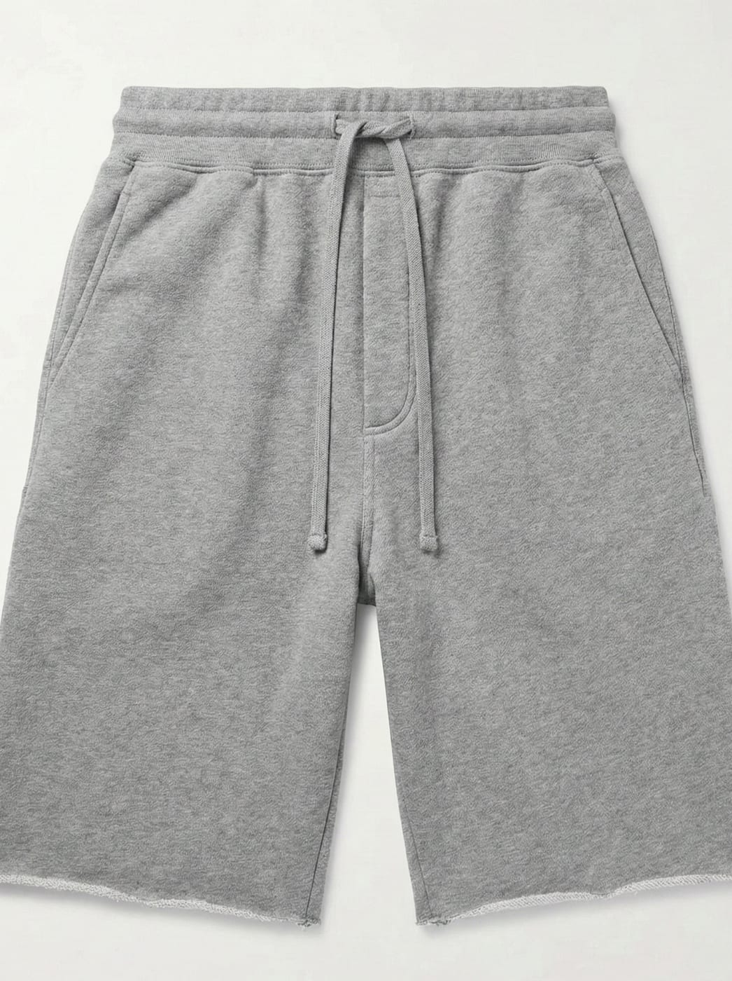 Grey sweat shorts from a matched fleece set