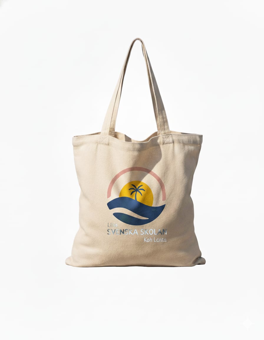 Cotton canvas tote bag with full-color logo print