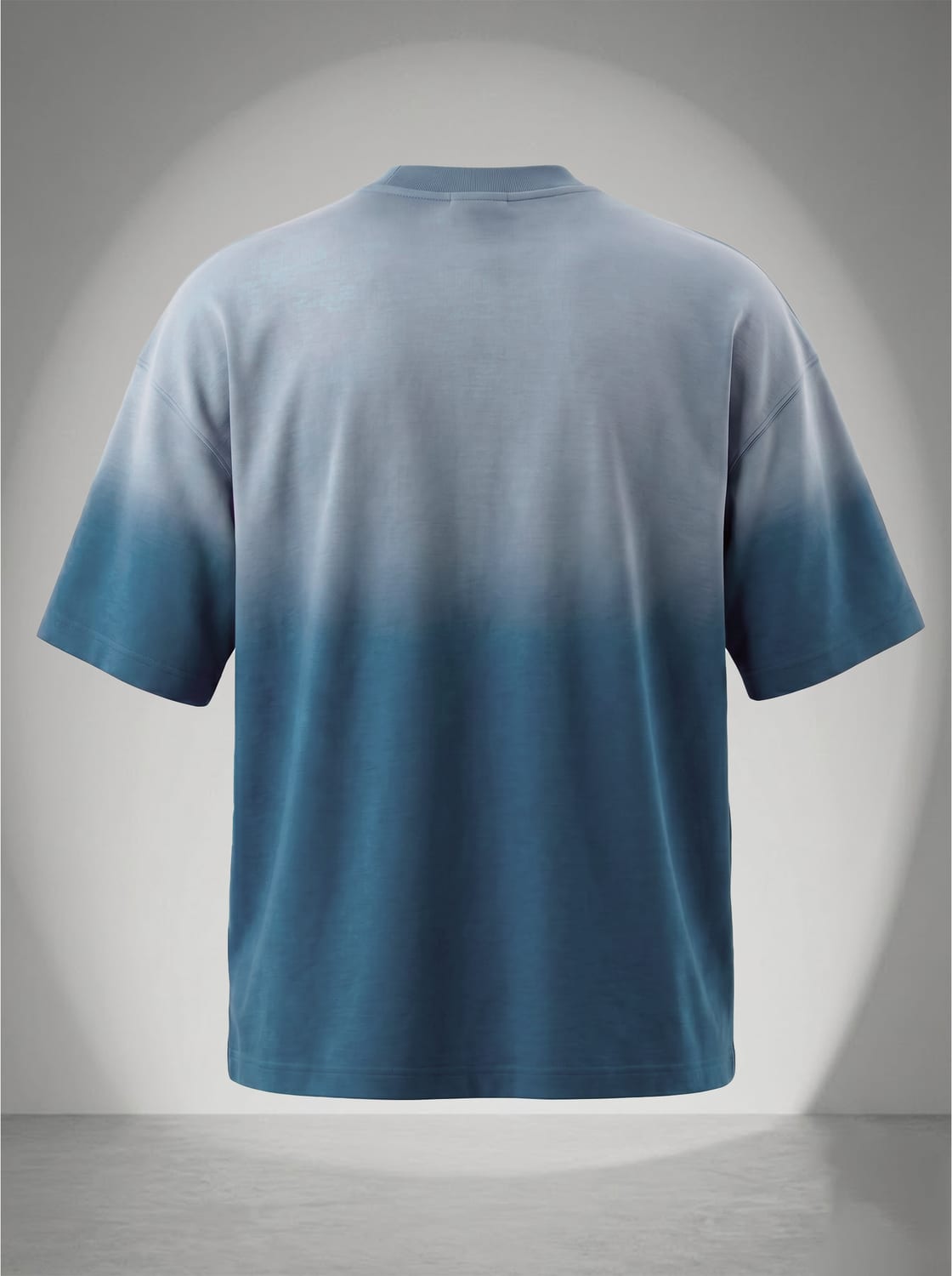 Oversized dip-dye blue t-shirt, back view